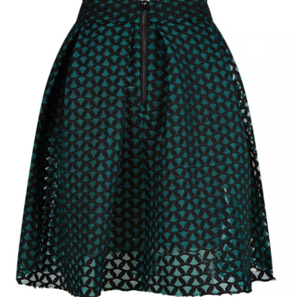 NWOT Beautiful Maje Green Knit Basket Skirt